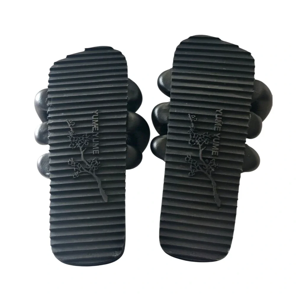 Yume Yume Tyre Slide Sandals Black Leather Size 42 / US 9